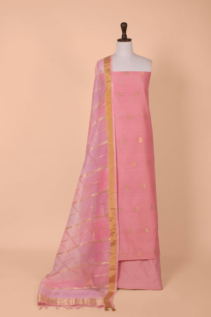 Handwoven Pink Chanderi Suit Piece
