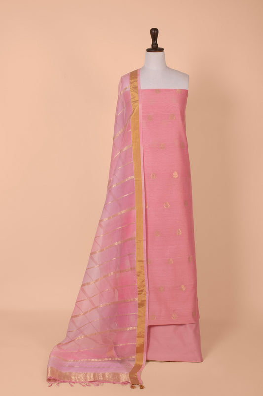 Handwoven Pink Chanderi Suit Piece