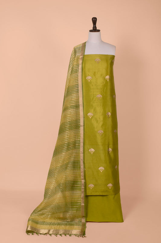 Handwoven Green Silk Suit Piece