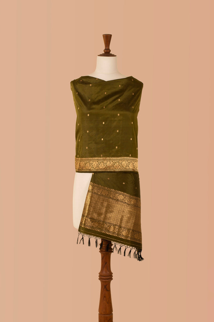 Handwoven Green Silk Dupatta