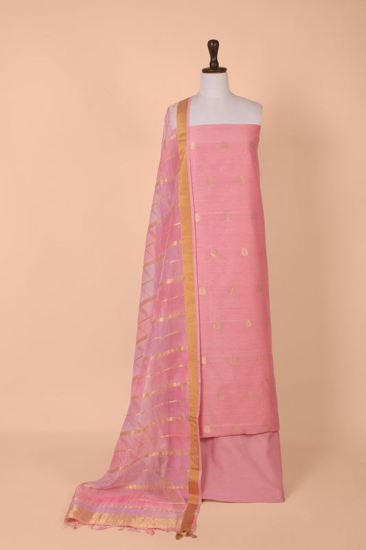 Handwoven Pink Chanderi Suit Piece