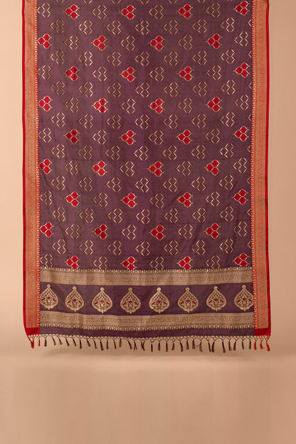 Handwoven Purple Silk Dupatta