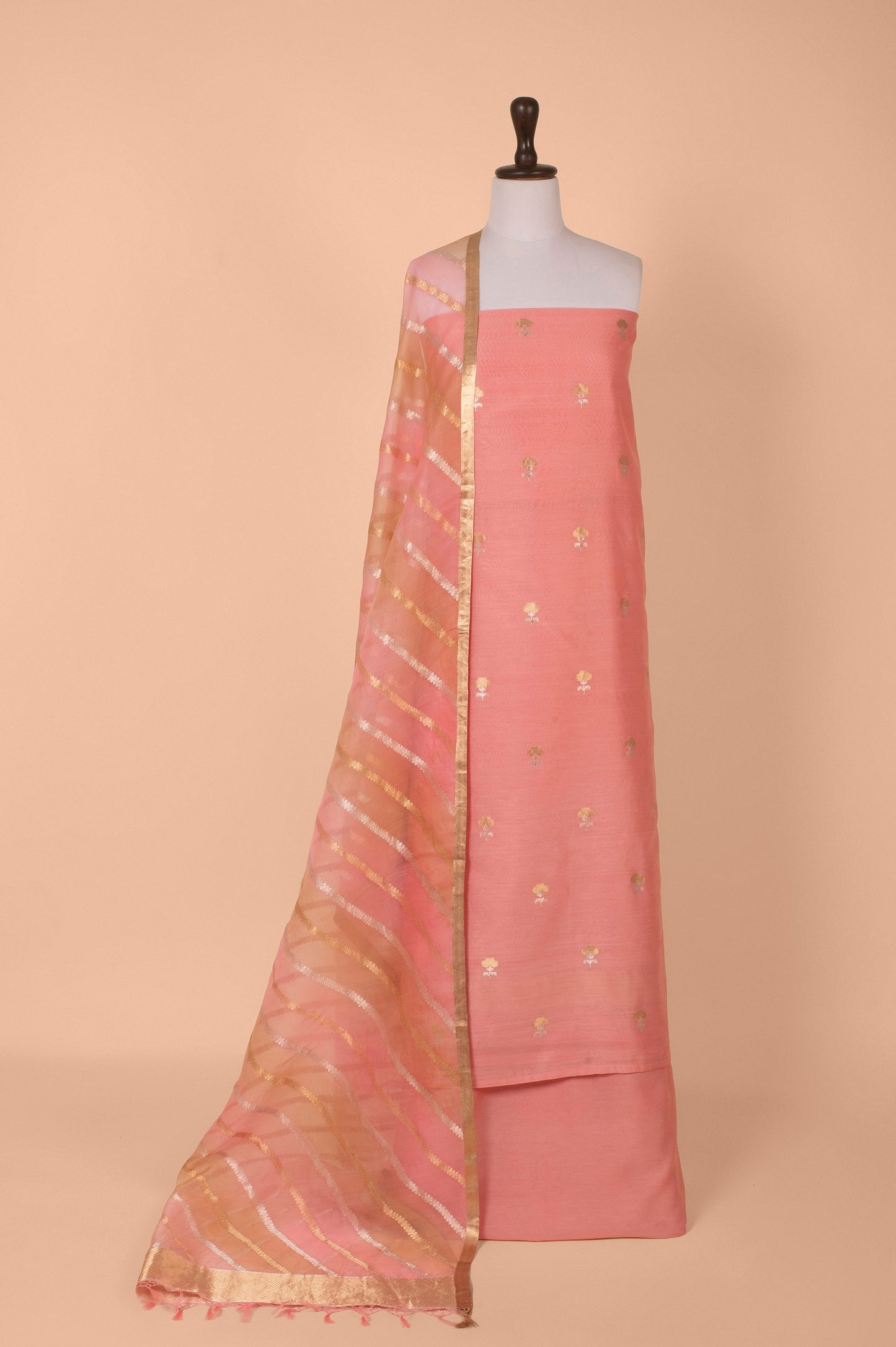 Handwoven Pink Chanderi Suit Piece