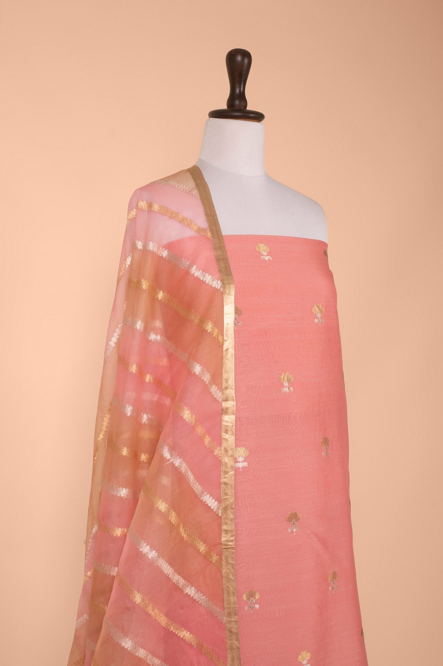 Handwoven Pink Chanderi Suit Piece