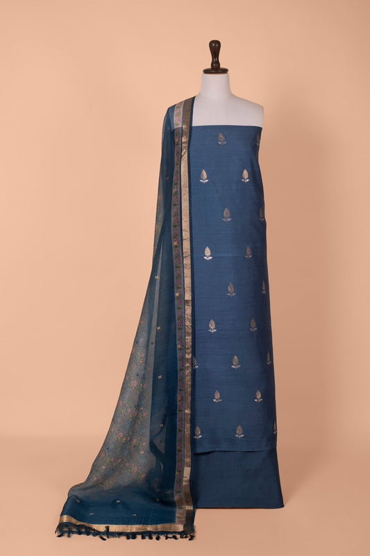 Handwoven Blue Chanderi Suit Piece