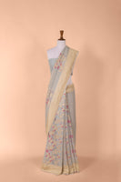 Handwoven Light Blue Georgette Sari