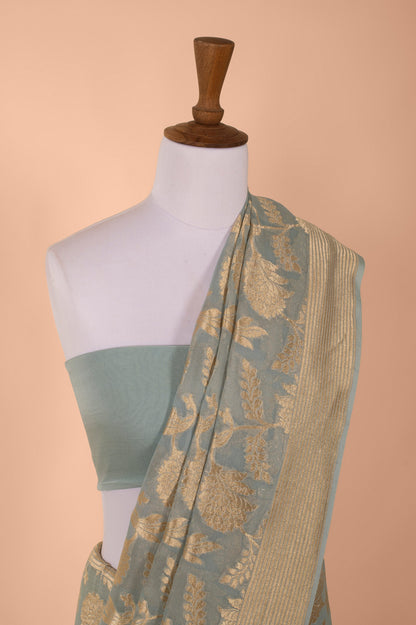 Handwoven Blue Georgette Saree