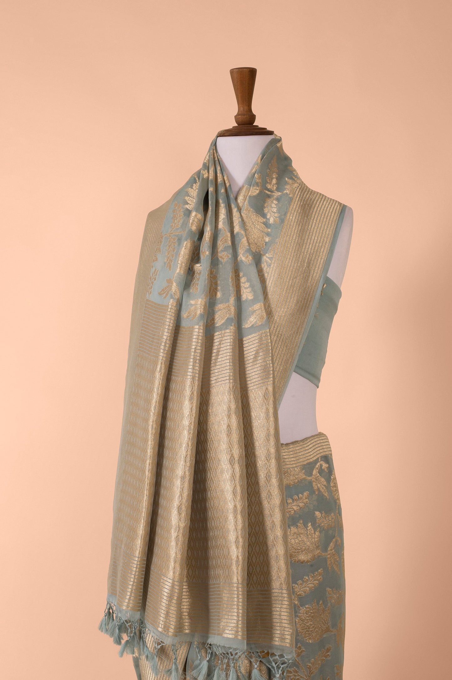 Handwoven Blue Georgette Saree