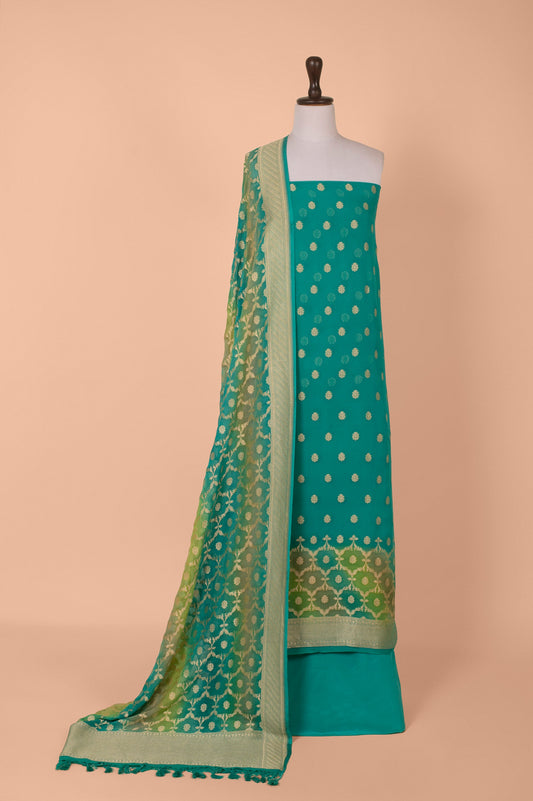 Handwoven Green Georgette Suit Piece