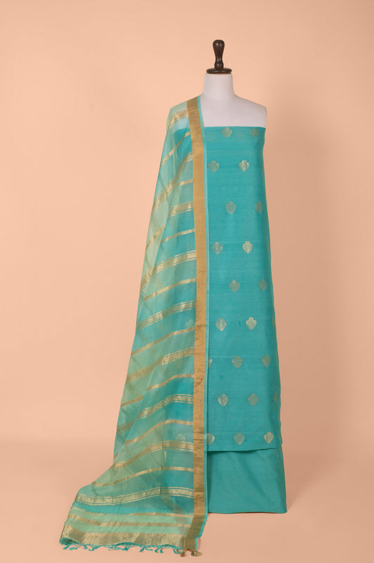 Handwoven Blue Chanderi Suit Piece