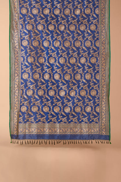 Handwoven Blue Silk Dupatta