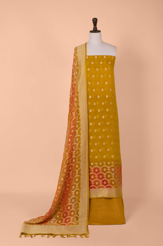 Handwoven Mustard Georgette Suit Piece