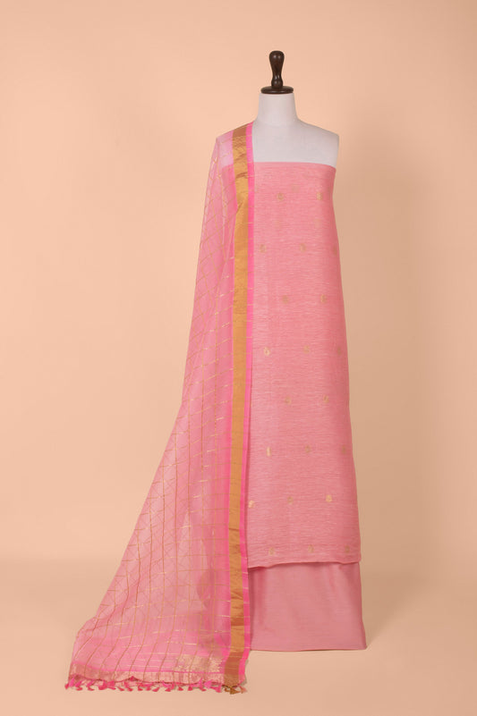 Handwoven Pink Chanderi Suit Piece