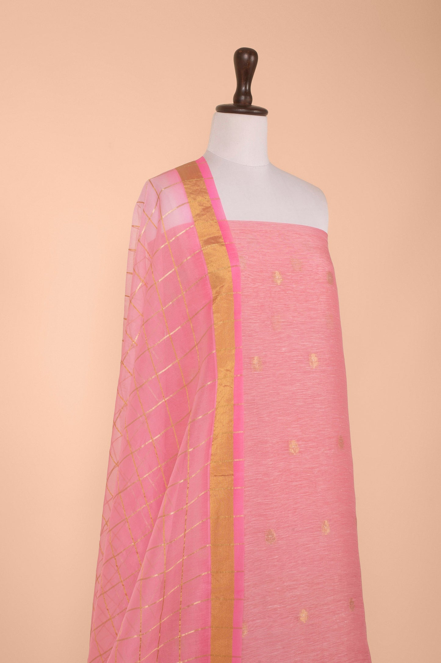 Handwoven Pink Chanderi Suit Piece