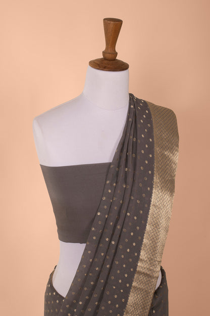 Handwoven Grey Georgette Sari