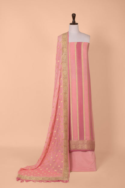 Handwoven Pink Georgette Suit Piece