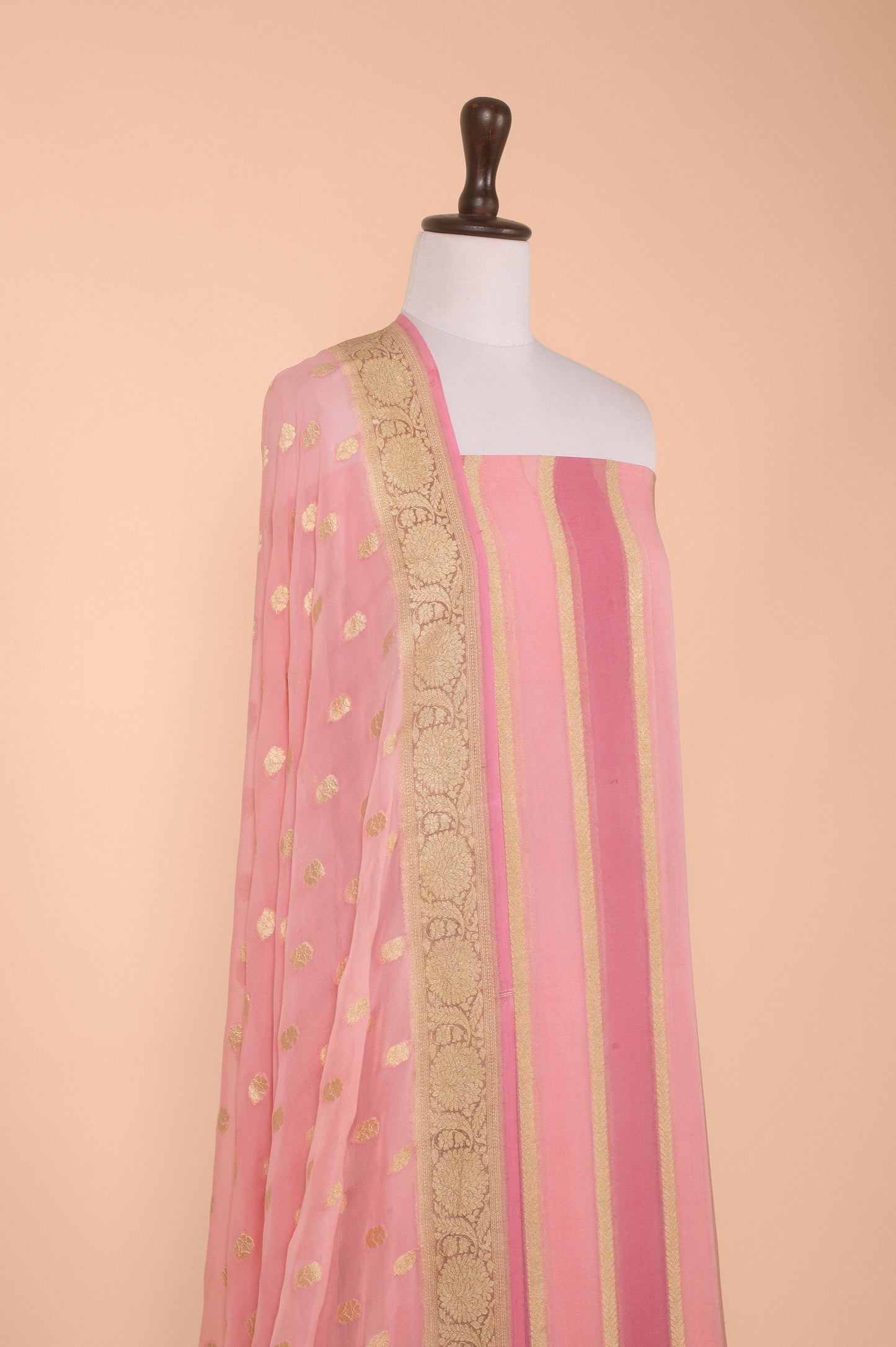 Handwoven Pink Georgette Suit Piece