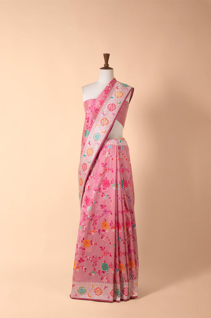 Handwoven Pink Silk Saree