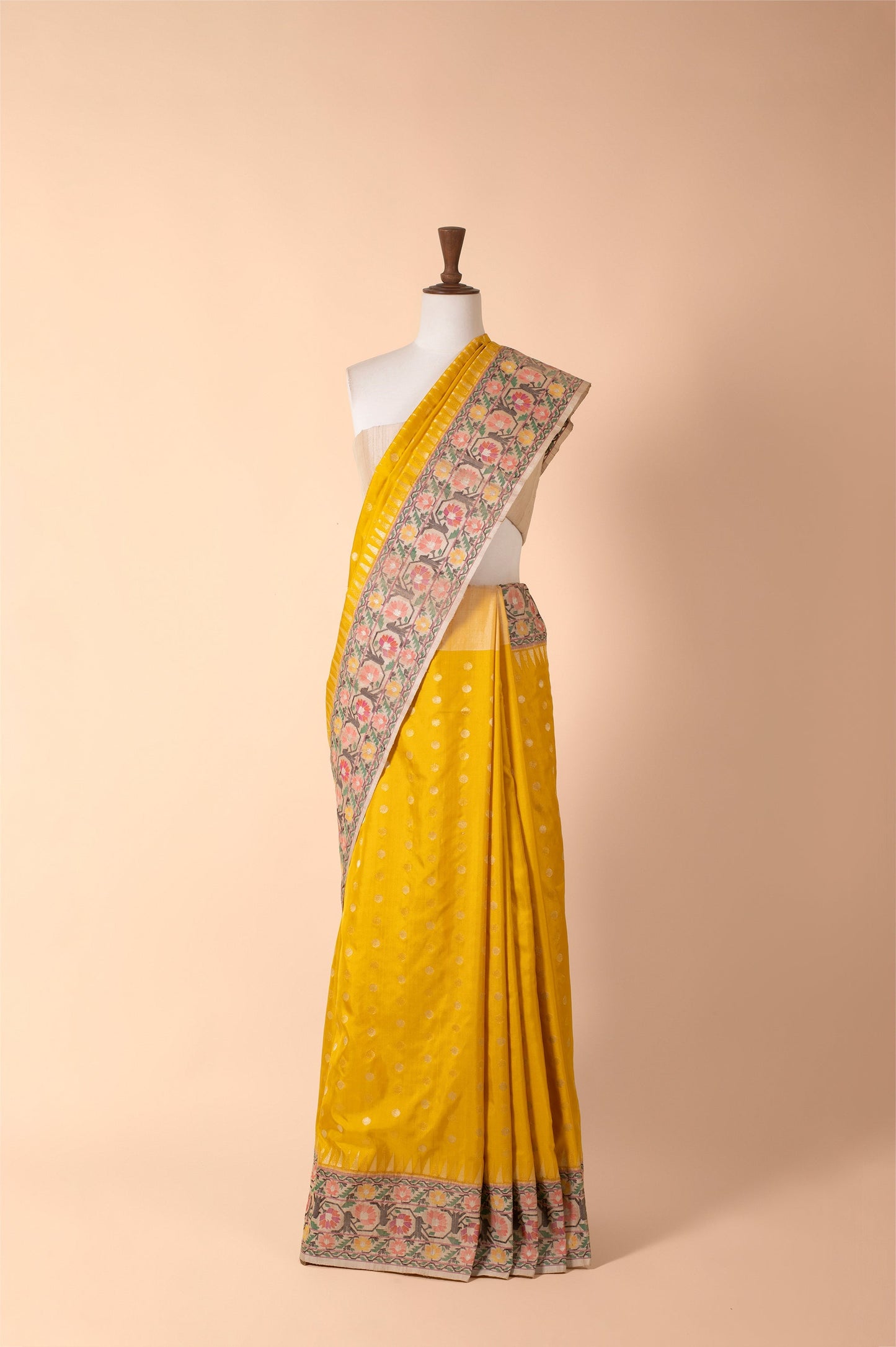 Handwoven Yellow Real Zari Saree