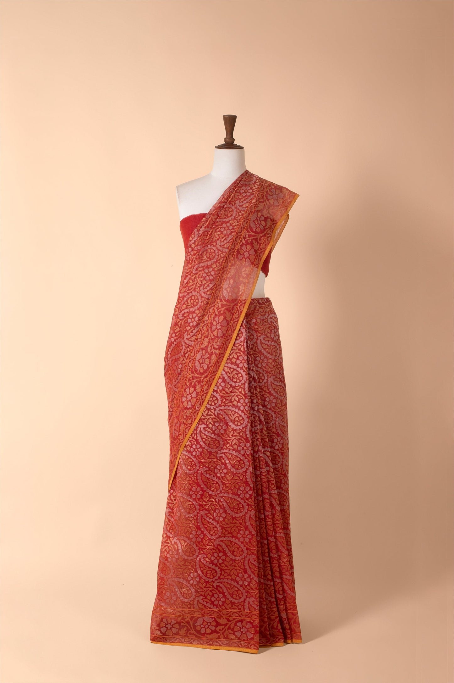 Handwoven Red Real Zari Sari