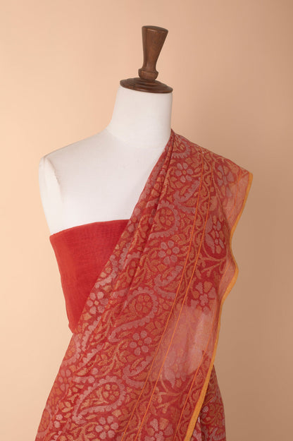 Handwoven Red Real Zari Sari