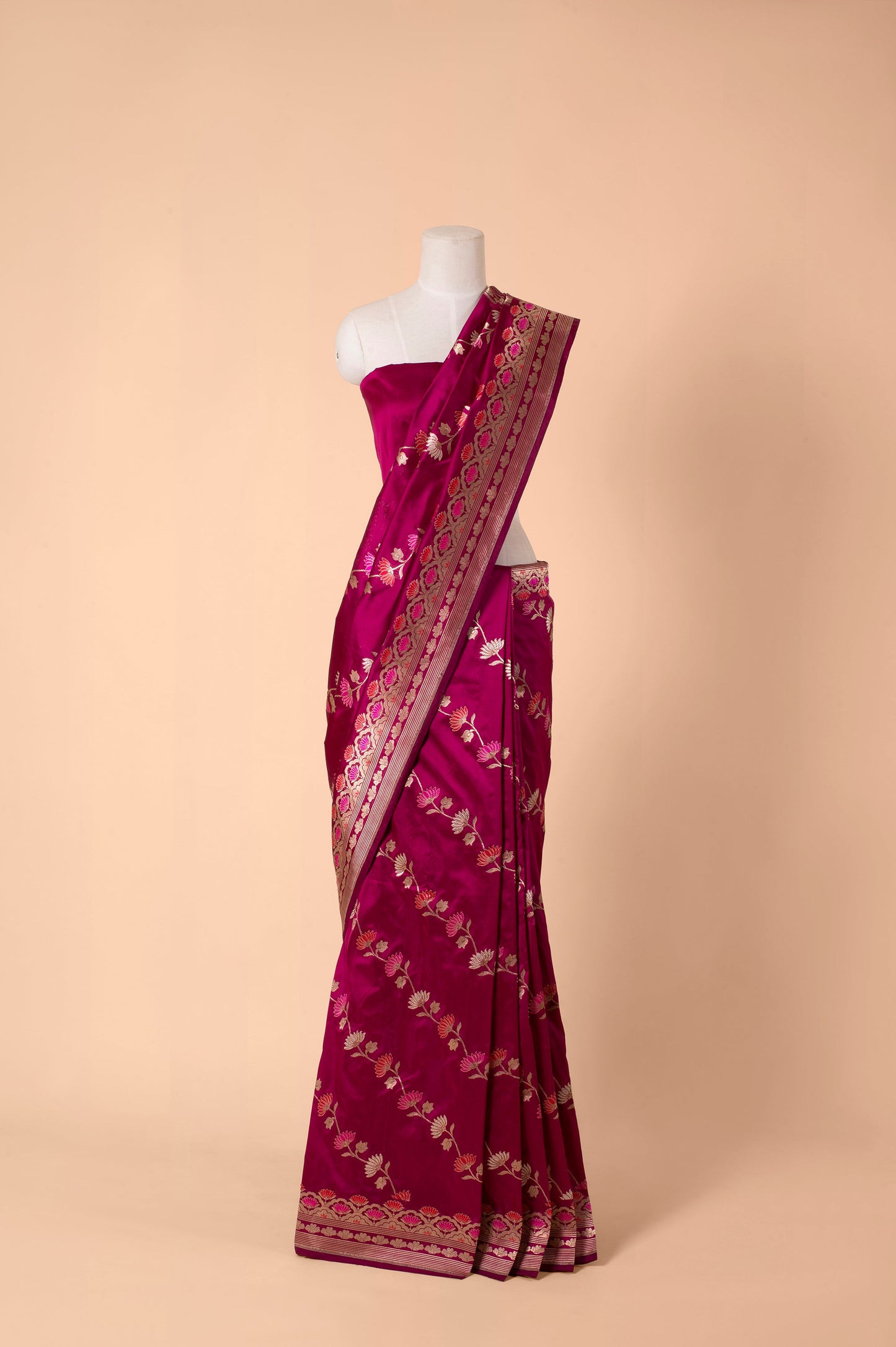 Handwoven Burgundy Silk Sari