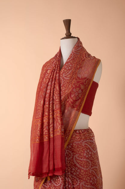 Handwoven Red Real Zari Sari