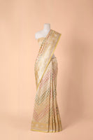 Handwoven Beige Silk Sari