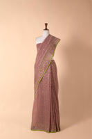Handwoven Peach Real Zari Sari
