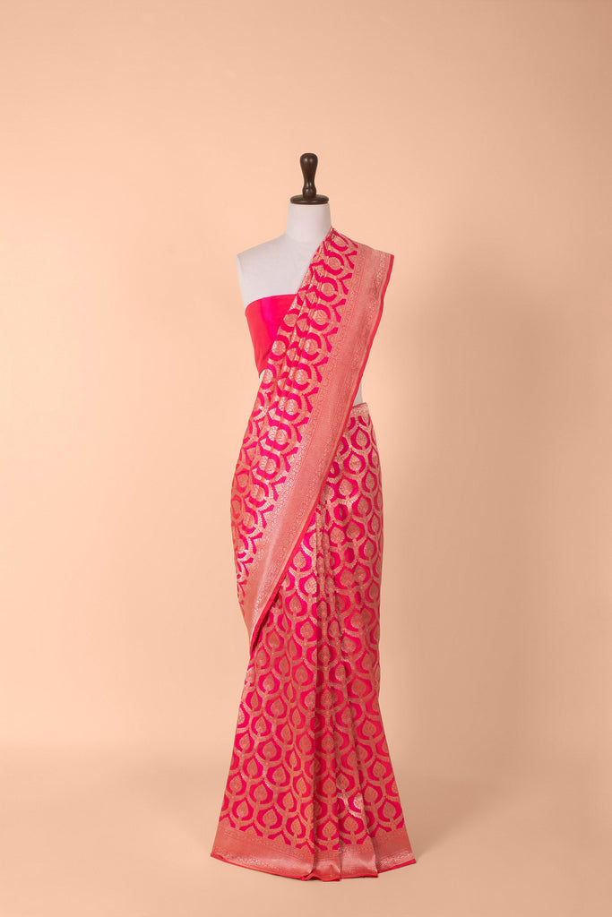 Handwoven Pink Silk Saree
