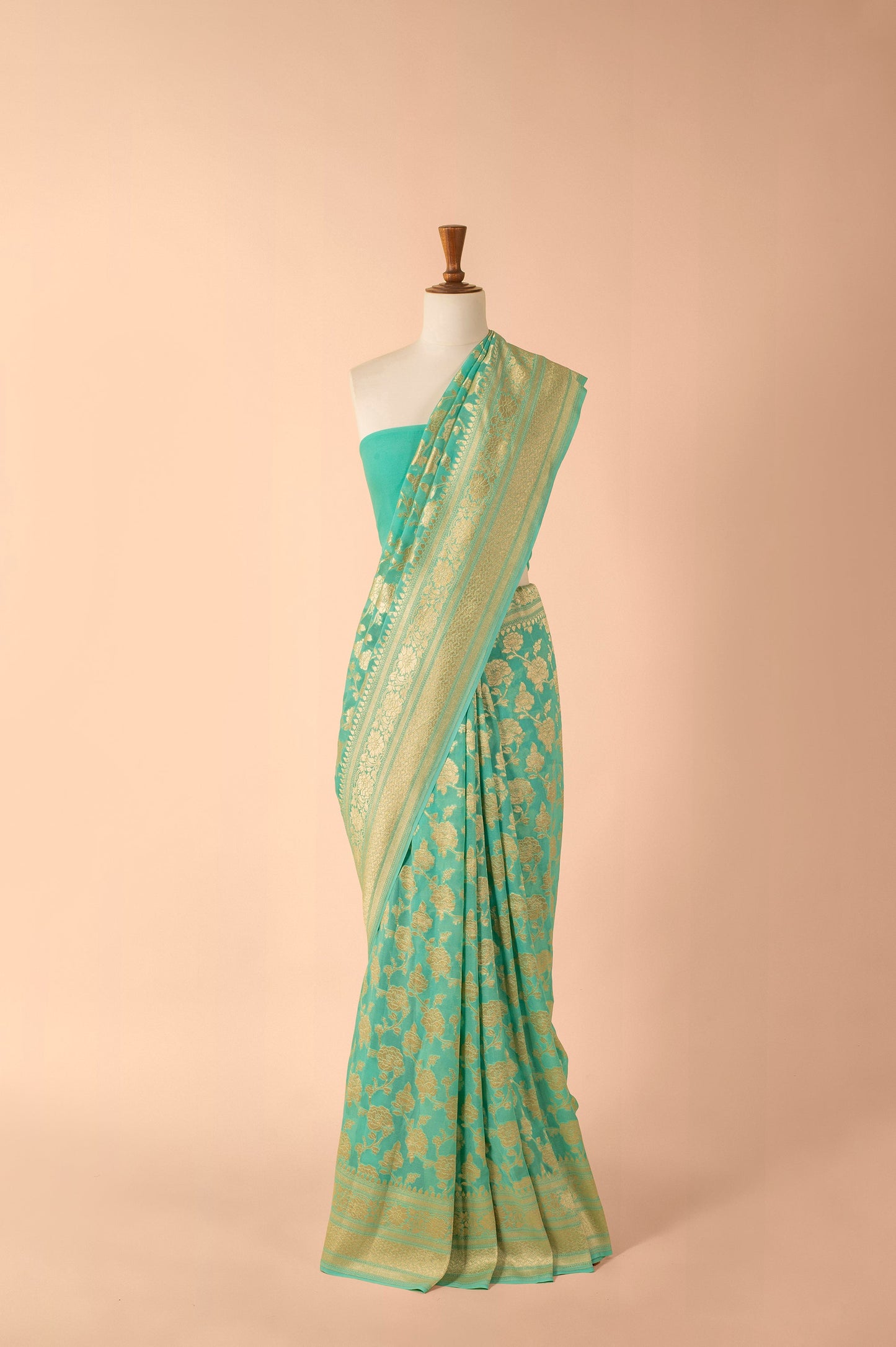 Handwoven Blue Georgette Saree