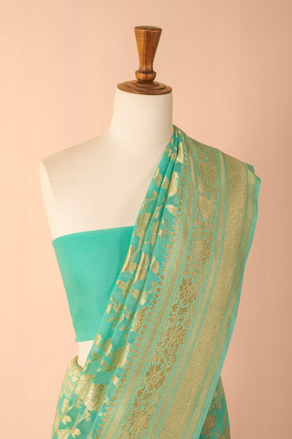 Handwoven Blue Georgette Saree