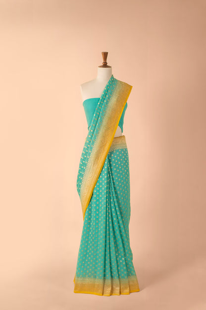 Handwoven Blue Georgette Saree