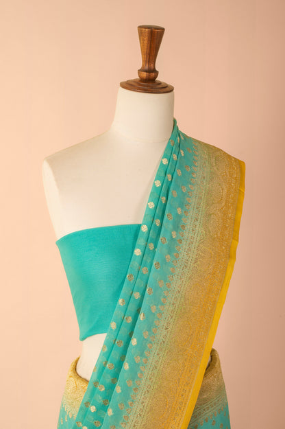 Handwoven Blue Georgette Saree