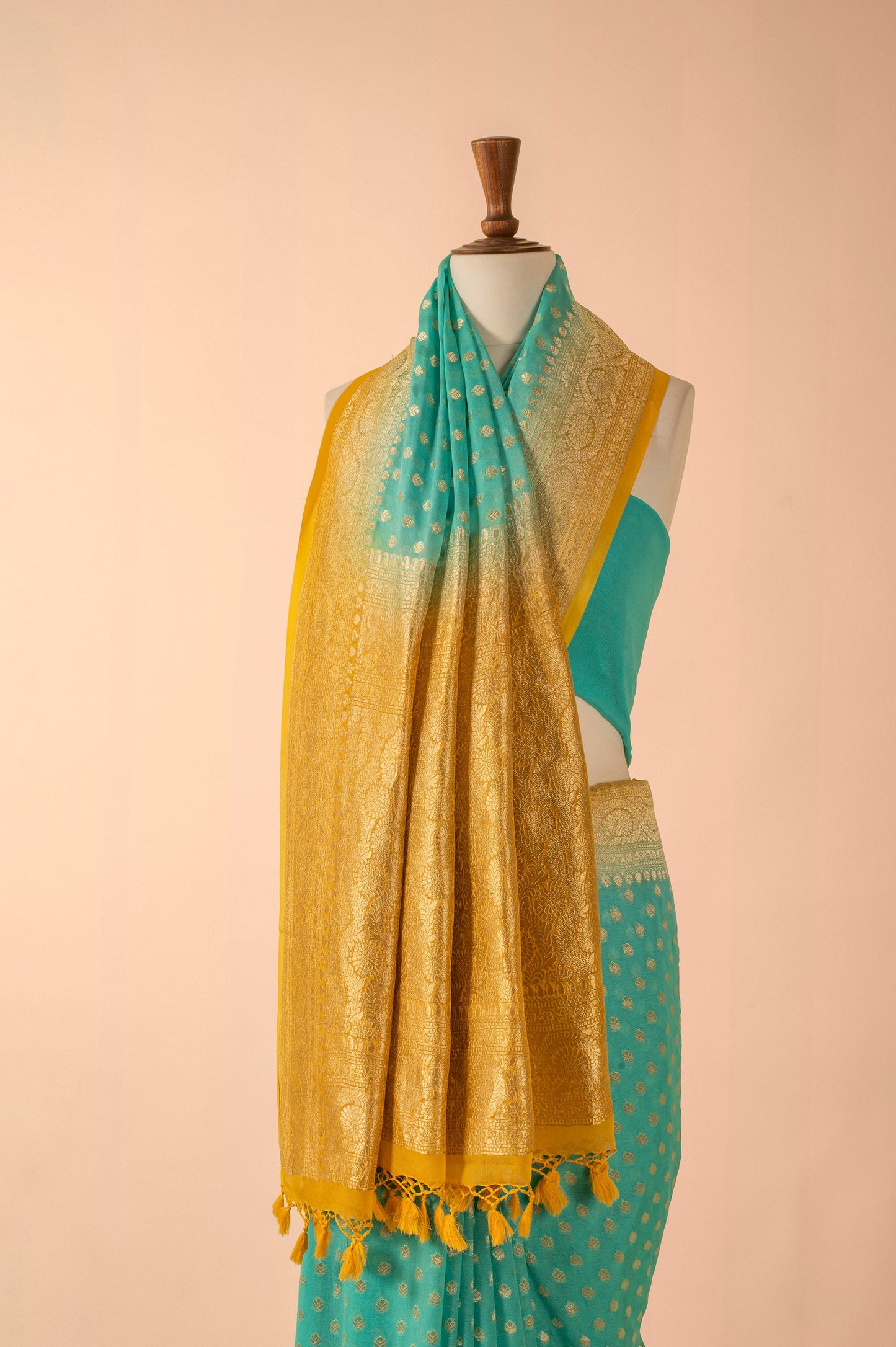 Handwoven Blue Georgette Saree