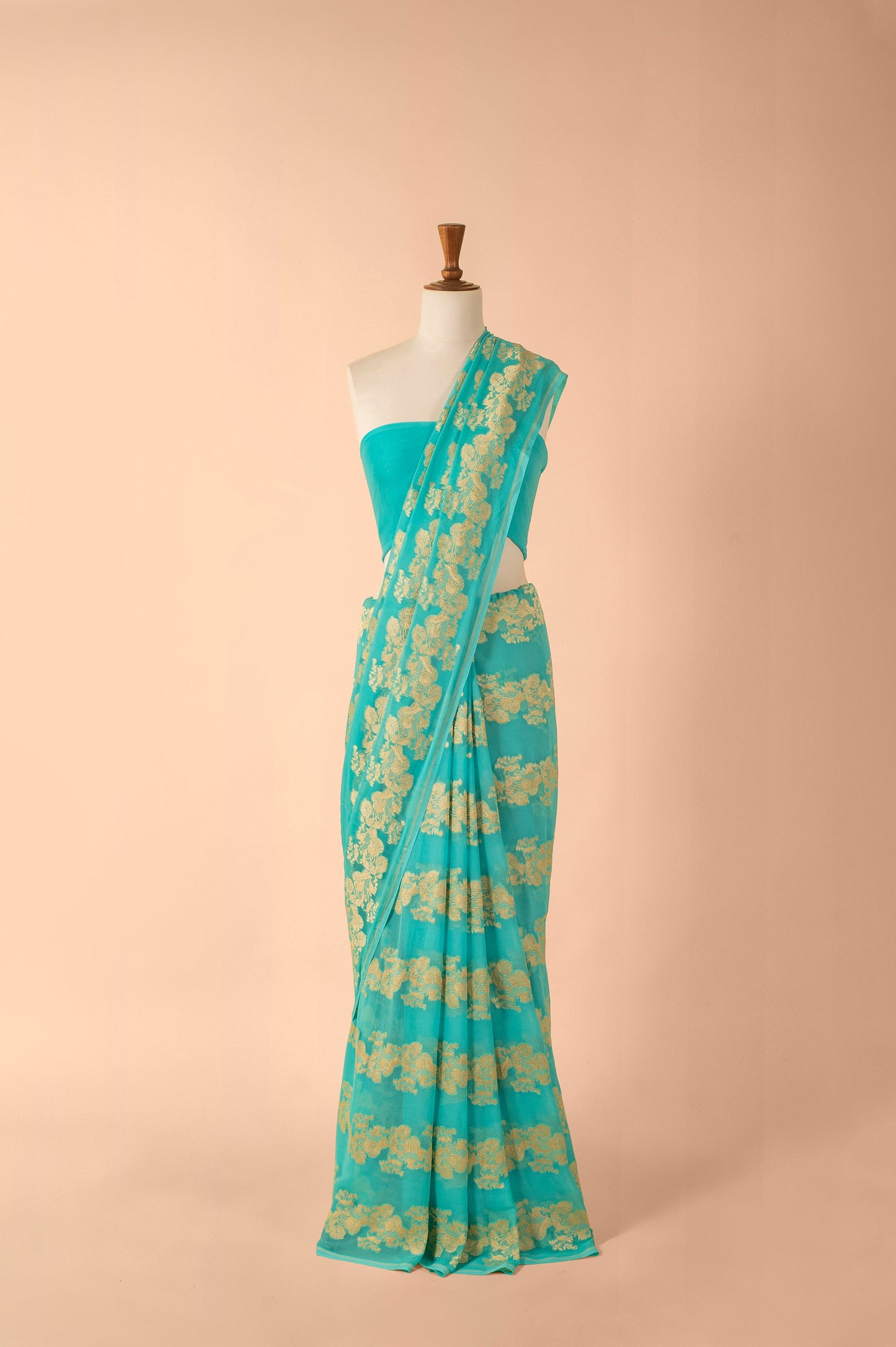 Handwoven Blue Georgette Sari