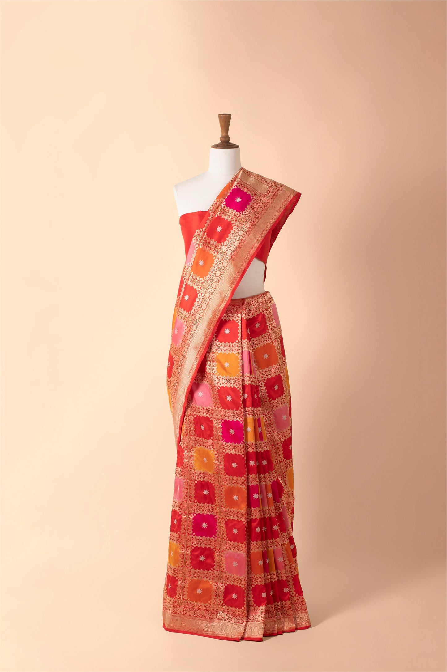 Handwoven Orange Silk Sari