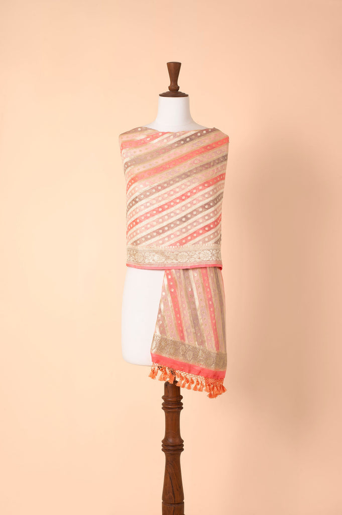 Handwoven Pink Georgette Dupatta