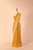 Handwoven Mustard Georgette Sari