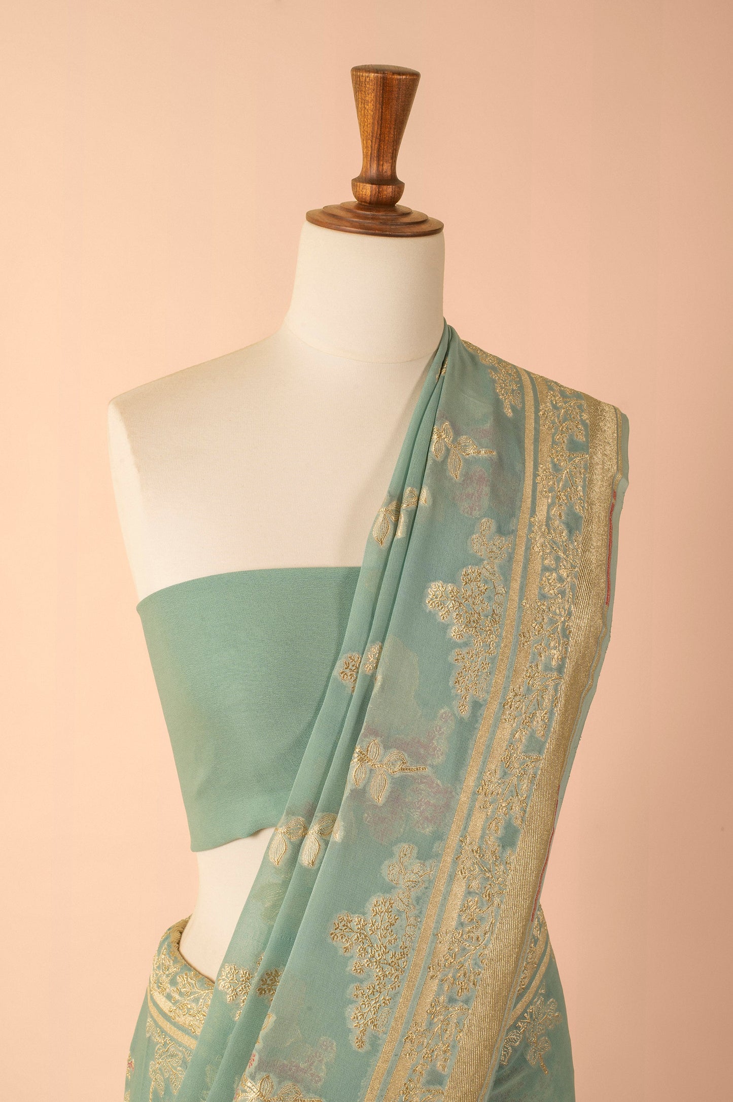 Handwoven Blue Georgette Saree