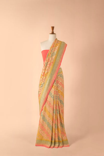 Handwoven Multicolor Georgette Sari