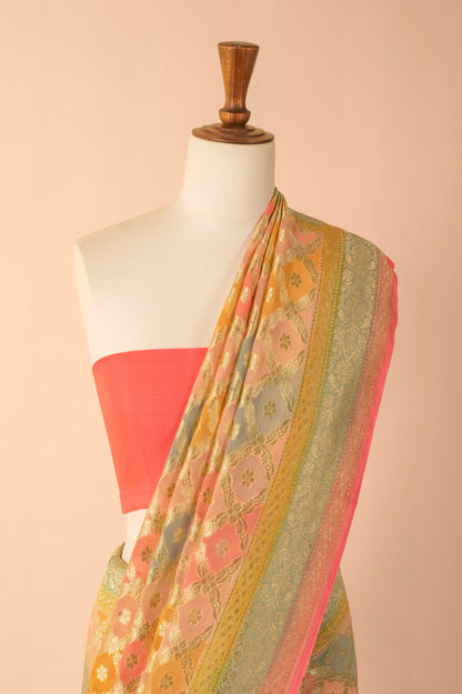 Handwoven Multicolor Georgette Sari