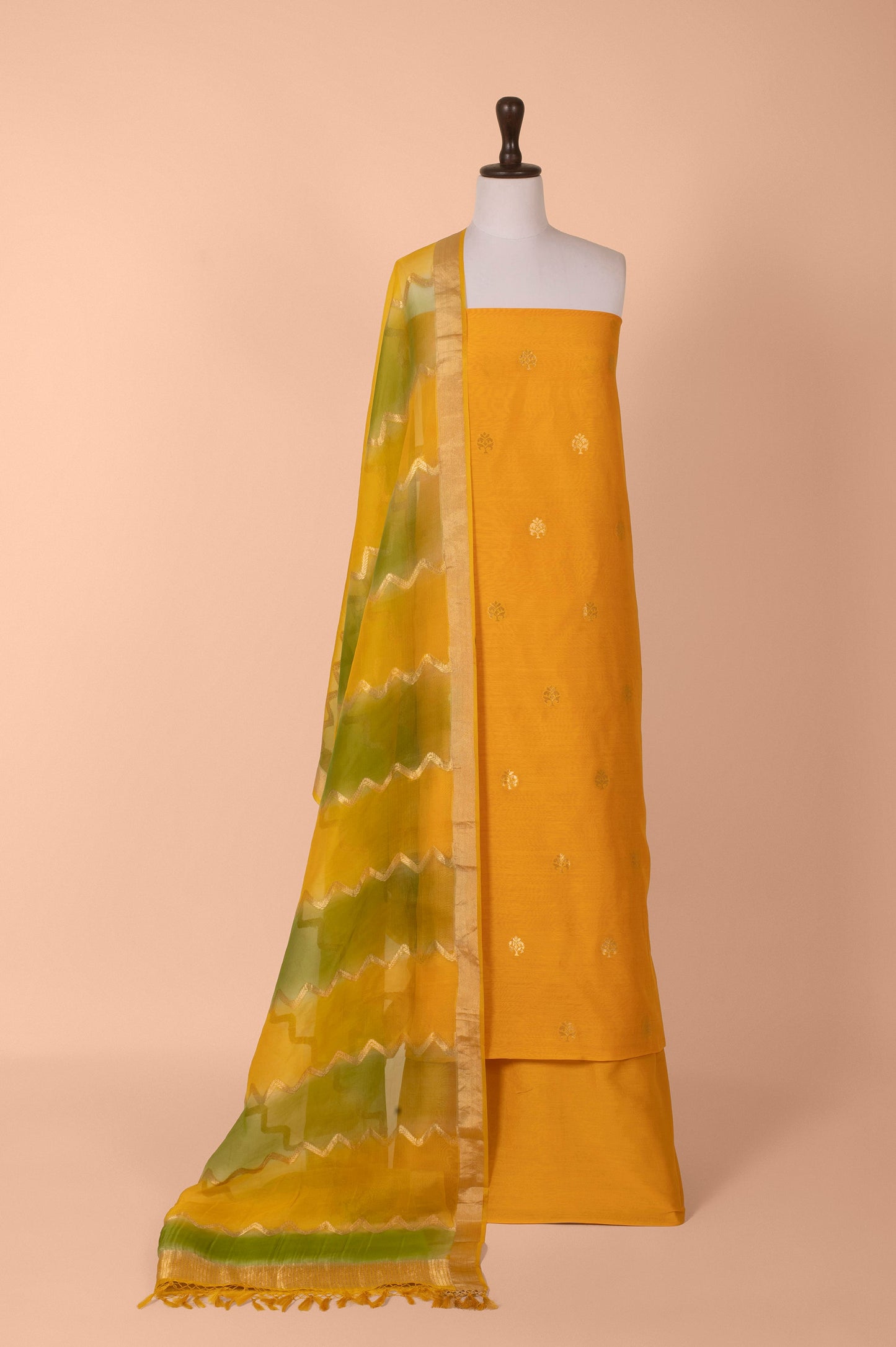 Handwoven Yellow Chanderi Suit Piece