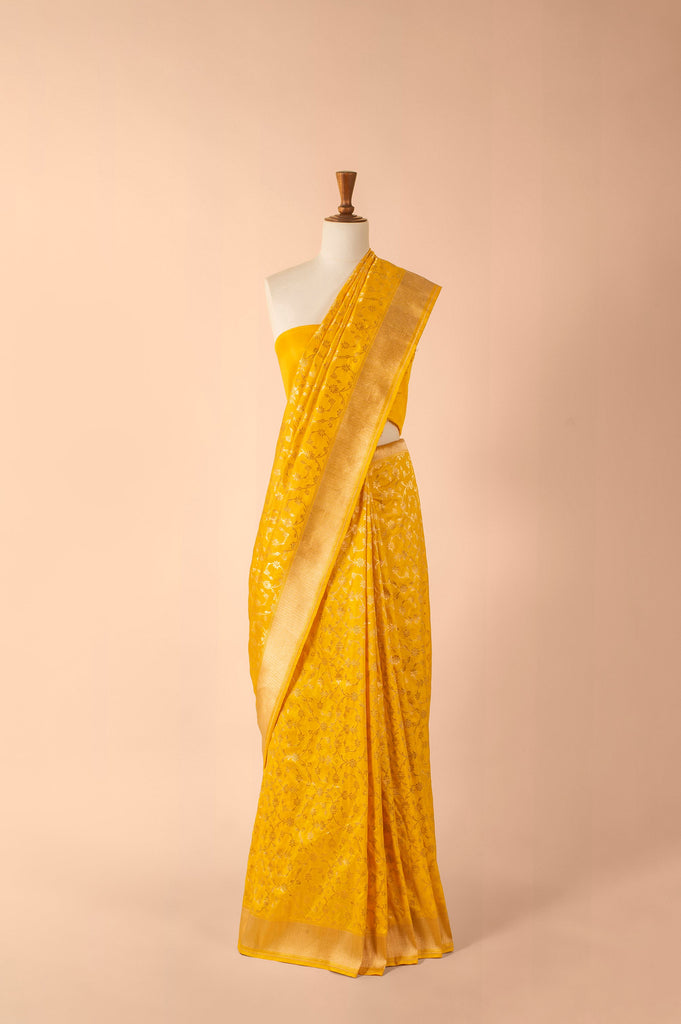 Handwoven Yellow Silk Sari
