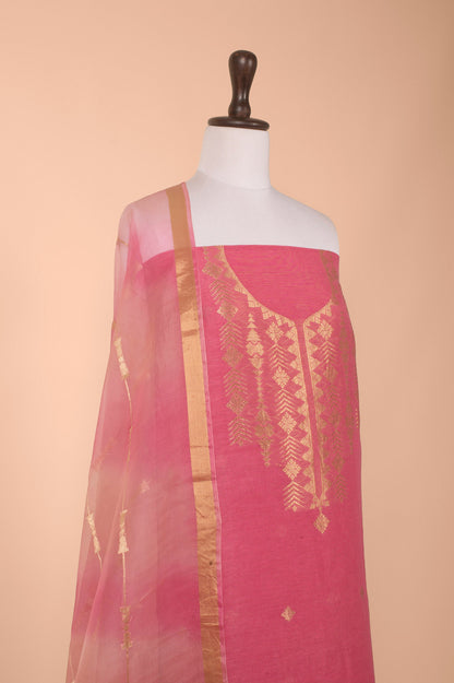 Handwoven Pink Linen Suit Piece