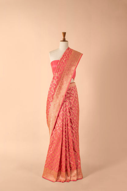 Handwoven Pink Silk Sari