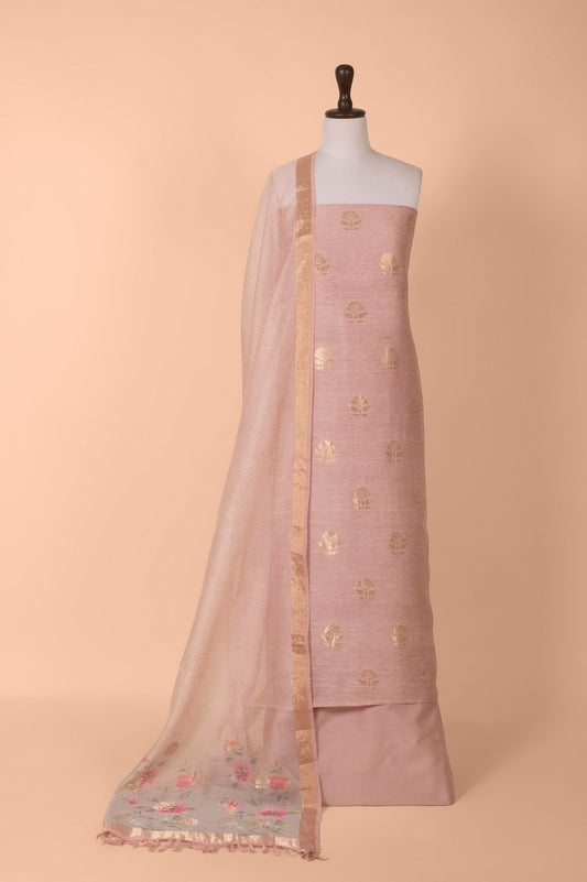 Handwoven Peach Linen Suit Piece