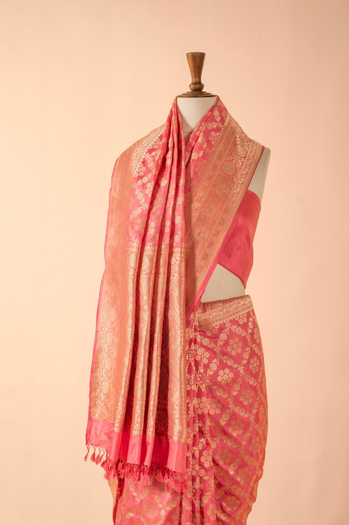 Handwoven Pink Silk Sari