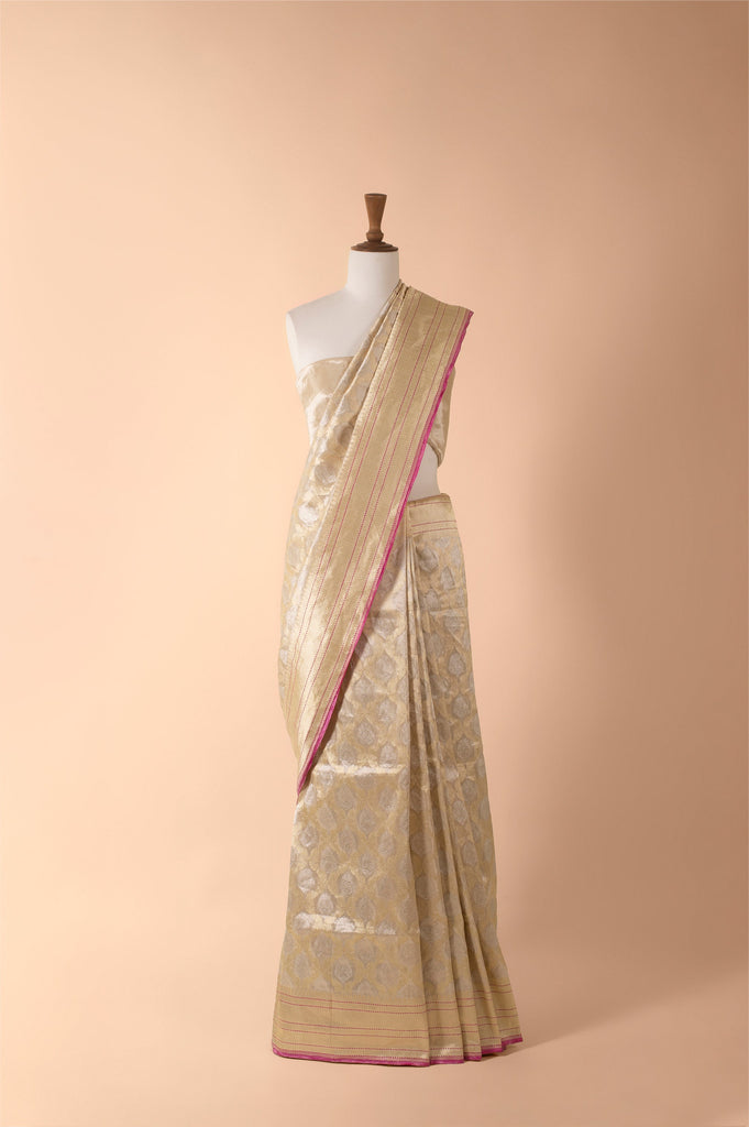 Handwoven Grey Silk Sari
