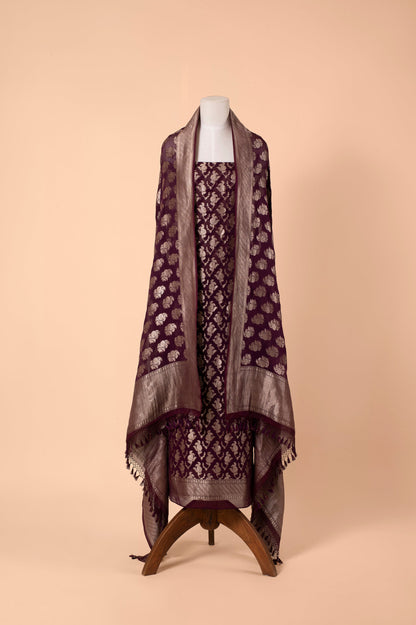 Handwoven Deep Purple Georgette Suit Piece